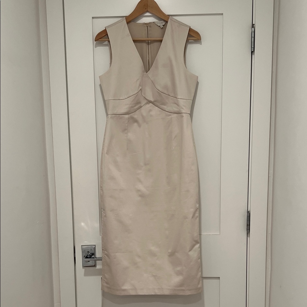 Ted Baker London Cream Sleeveless V-Neck Midi Dress